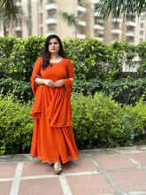 Hand embroidered burnt orange anarkali